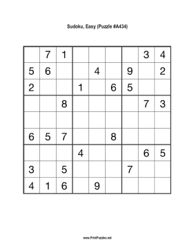 Sudoku - Easy A434 Printable Puzzle