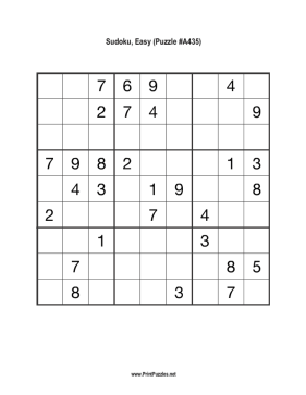 Sudoku - Easy A435 Printable Puzzle