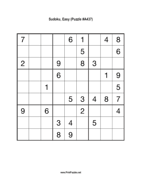 Sudoku - Easy A437 Printable Puzzle