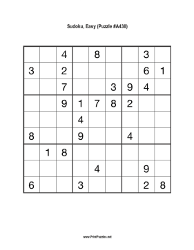 Sudoku - Easy A438 Printable Puzzle