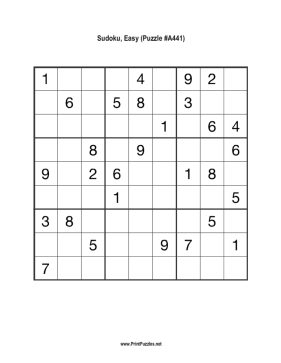 Sudoku - Easy A441 Printable Puzzle