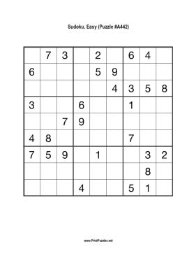 Sudoku - Easy A442 Printable Puzzle