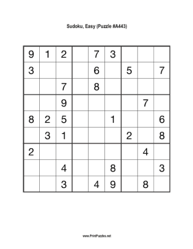 Sudoku - Easy A443 Printable Puzzle