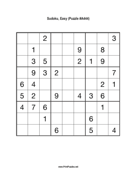 Sudoku - Easy A444 Printable Puzzle