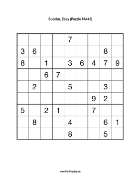 Sudoku - Easy A445 Printable Puzzle