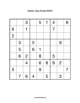 Sudoku - Easy A447 Printable Puzzle