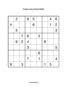 Sudoku - Easy A448 Printable Puzzle