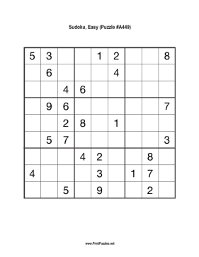 Sudoku - Easy A449 Printable Puzzle