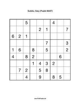 Sudoku - Easy A457 Printable Puzzle