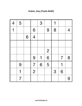 Sudoku - Easy A465 Printable Puzzle