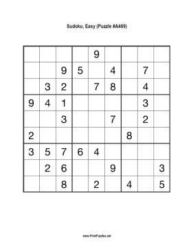 Sudoku - Easy A469 Printable Puzzle