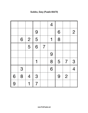 Sudoku - Easy A470 Printable Puzzle