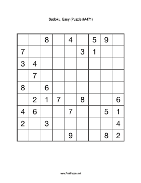 Sudoku - Easy A471 Printable Puzzle