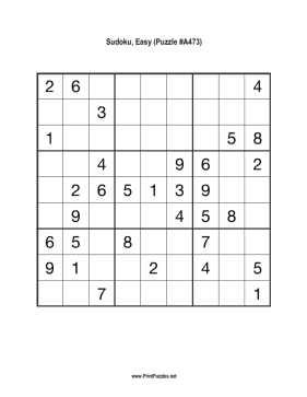 Sudoku - Easy A473 Printable Puzzle