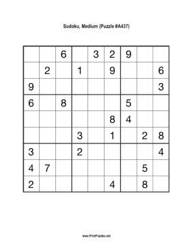 Sudoku - Medium A437 Printable Puzzle