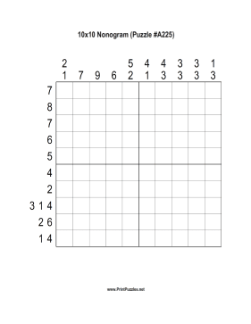 Nonogram - 10x10 - A225 Printable Puzzle