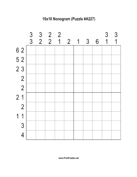 Nonogram - 10x10 - A227 Printable Puzzle