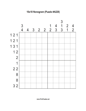 Nonogram - 10x10 - A228 Printable Puzzle