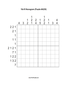 Nonogram - 10x10 - A230 Printable Puzzle