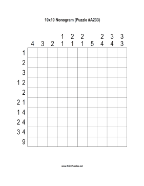 Nonogram - 10x10 - A233 Printable Puzzle