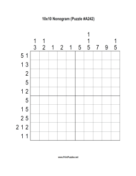 Nonogram - 10x10 - A242 Printable Puzzle