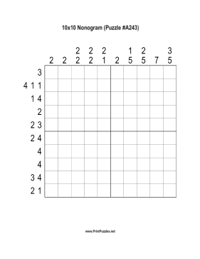 Nonogram - 10x10 - A243 Printable Puzzle