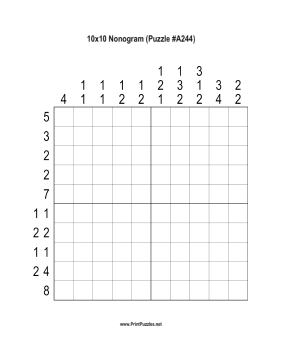 Nonogram - 10x10 - A244 Printable Puzzle