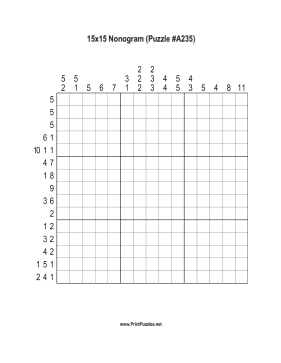 Nonogram - 15x15 - A235 Printable Puzzle