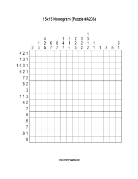 Nonogram - 15x15 - A236 Printable Puzzle