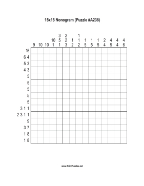 Nonogram - 15x15 - A238 Printable Puzzle