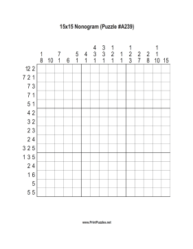 Nonogram - 15x15 - A239 Printable Puzzle