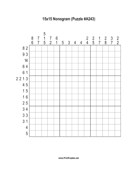 Nonogram - 15x15 - A243 Printable Puzzle