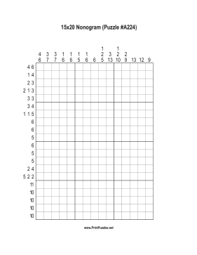 Nonogram - 15x20 - A224 Printable Puzzle