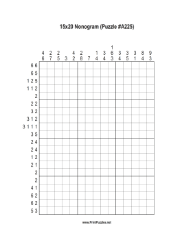 Nonogram - 15x20 - A225 Printable Puzzle