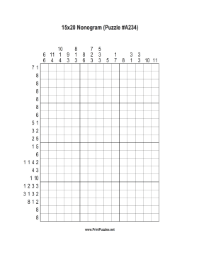 Nonogram - 15x20 - A234 Printable Puzzle