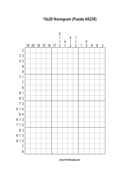 Nonogram - 15x20 - A238 Printable Puzzle