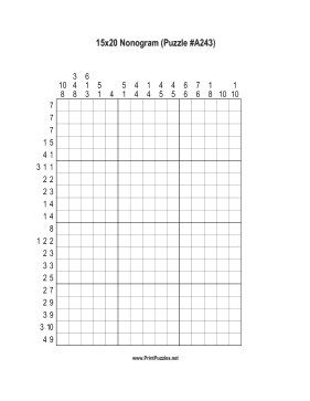 Nonogram - 15x20 - A243 Printable Puzzle