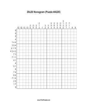 Nonogram - 20x20 - A225 Printable Puzzle