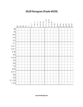 Nonogram - 20x20 - A238 Printable Puzzle