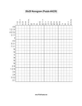 Nonogram - 20x20 - A239 Printable Puzzle