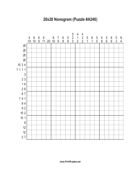 Nonogram - 20x20 - A240 Printable Puzzle