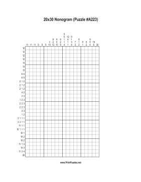 Nonogram - 20x30 - A223 Printable Puzzle