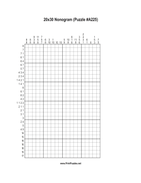 Nonogram - 20x30 - A225 Printable Puzzle