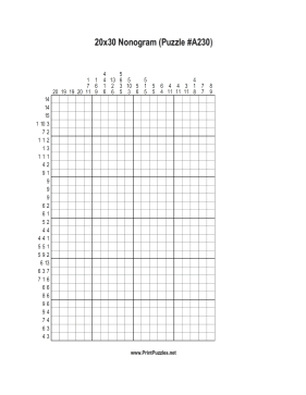 Nonogram - 20x30 - A230 Printable Puzzle