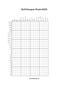 Nonogram - 20x30 - A236 Printable Puzzle