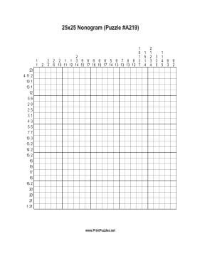 Nonogram - 25x25 - A219 Printable Puzzle