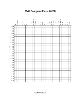 Nonogram - 25x25 - A221 Printable Puzzle