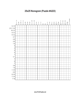 Nonogram - 25x25 - A223 Printable Puzzle