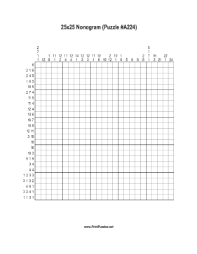 Nonogram - 25x25 - A224 Printable Puzzle