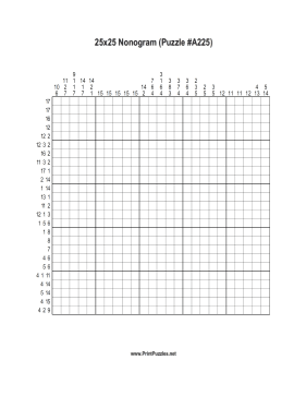 Nonogram - 25x25 - A225 Printable Puzzle